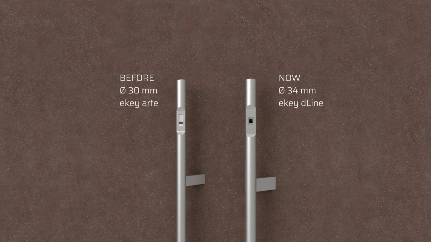 New fingerprint scanner technology in front door handles ekey dLine Griffing Inox ročaji in